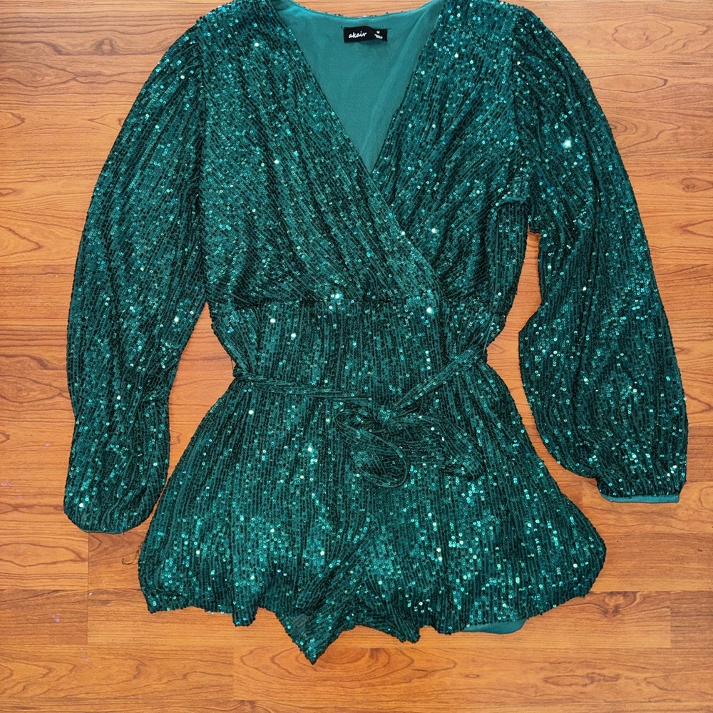 Green Sequin Romper